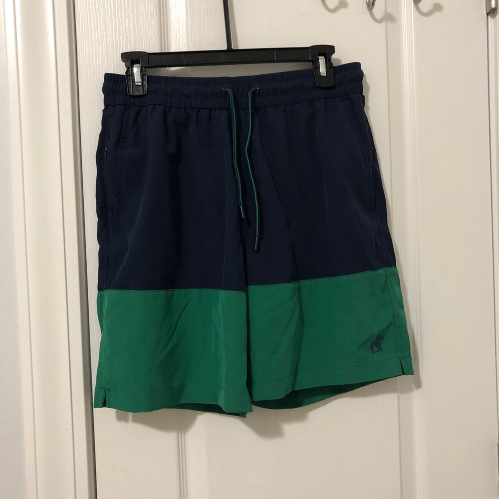 Caribbean Joe Navy and Green Swim Trunks